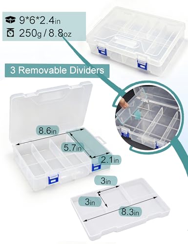 Avlcoaky Tackle Box Organizer Snackle Box Container - Double Layer Thickened PP Small Snack Tackle Boxes Plastic Organizer Box with Dividers, Heavy Duty Arts Crafts Clear Organizers