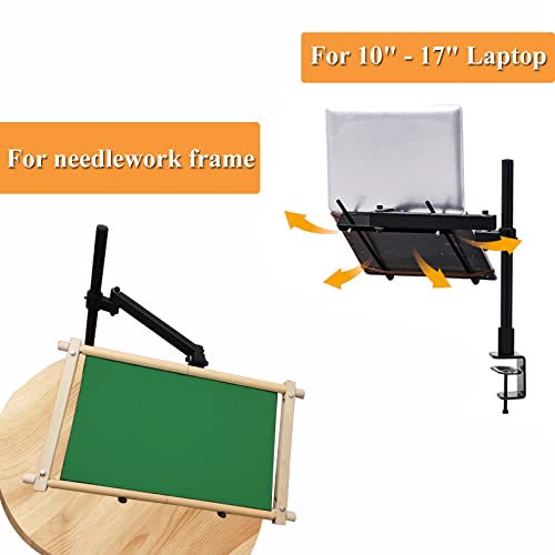 Metal Needlework Frames Stand Adjustable Rotated Embroidery Holder Hands Free Cross Stitch Scroll Frame Lap Table Clamp Embroidery Frame Stand for Needlepoint Supplies