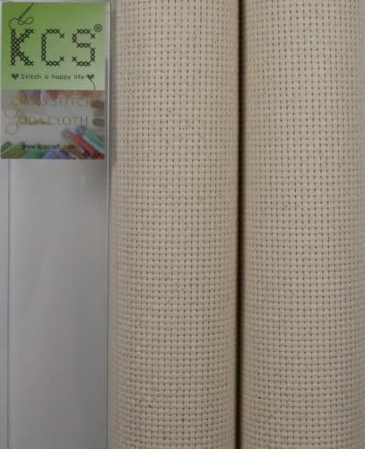 KCS 2 pc of 15" x 18"(38cmx45cm) 11 Count Cross Stitch Cotton Aida Cloth Needlework Fabric Box (Oatmeal, 11CT) - color: Oatmeal, size: 11CT