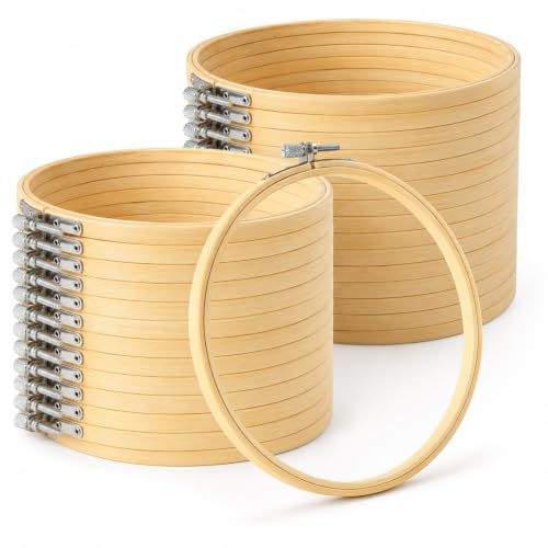 EATHEATY 20 Sets 6 Inch Bamboo Embroidery Hoops for Cross Stitch