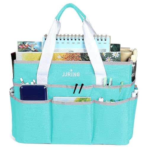 JJRING Craft Organizer Tote Bag Large Art Storage Caddy Sky Blue - color: Sky Blue, size: Large