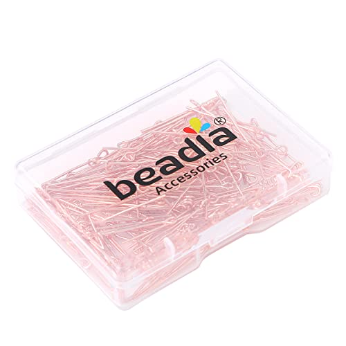 BEADIA Rose Gold Plated Open Eye Pins Non Tarnish 25mm 200pcs for Jewelry Making Findings - color: Open Eye Pins Rose Gold, size: 25x0.7mm