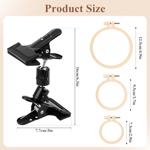 Coitak Portable Metal Embroidery Hoop Stand Holder with 3 Embroidery Hoop
