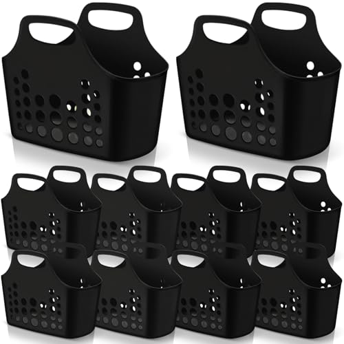 Nuogo 10 Pack Black Plastic Basket with Handles, Oval Shower Caddy Bulk - color: Black