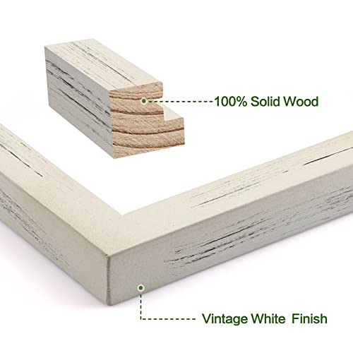 Emfogo 4x6 Picture Frame, Pack of 2 Photo Frame with Real Glass, Solid Wood Rustic Picture Frames 4x6 Display for Wall Decor (Vintage White) - color: Vintage White, size: 4x6 inch