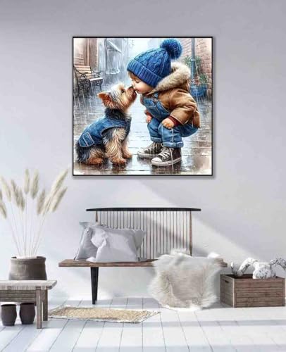 DYAIANGMU Boy Stamped Cross Stitch Kit for Adults 13.7x13.7 inches - color: red-67