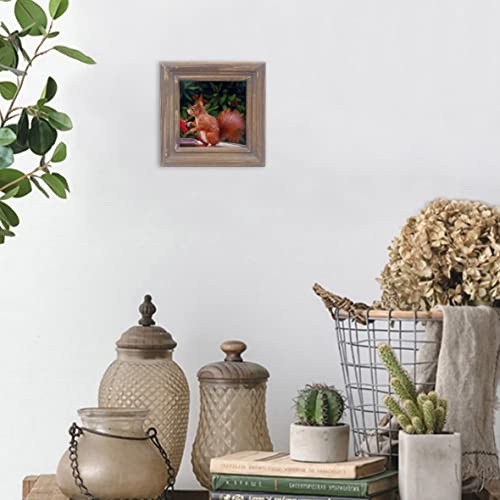 CVHOMEDECO. 4x4 Picture Frame Made of Solid Wood High Definition Glass Rustic Antique Designs Small Photo Frame for Tabletop Display and Wall Mounting, Distress Brown - color: Distress Brown B, size: 4" X 4"