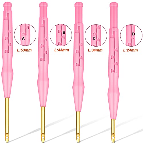 WILLBOND 17 Pcs Punch Needle Kit Adjustable Embroidery Set,Pink, Purple - color: Pink, Purple
