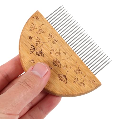 SEWACC Wood Hand Loom Comb Set, Weaving Comb with Needle and Crochet Hook, Wood Knitting Loom Tool for DIY Tapestry Knitted Crafts