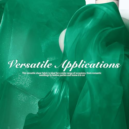 Manyshofu Green Organza Fabric by The Yard, 60 Wide (2 Yard) - color: Green, size: 2 Yard