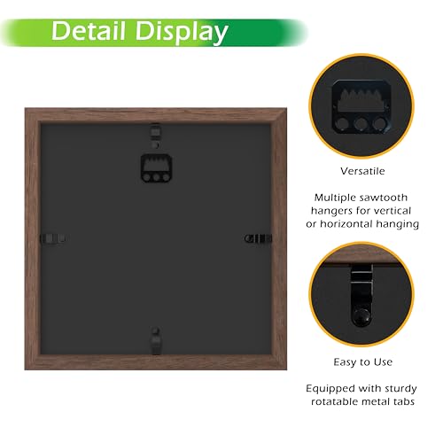 FrameWorks 8” x 8” Dark Oak Wooden Shadow Box Frame – Display Case with Soft Felt Back, Memory Box with Tempered Glass, Display Box with Elegant White Ball Push Pins, Wooden Flower Box - color: Dark Oak, size: 8"x8"