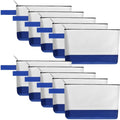 10 Pieces Cotton Canvas Makeup Bag with Bottom and Strap, Multi-Purpose Cosmetic Bag with Zipper Travel Toiletry Pouch, Blank DIY Craft Bag (White&Blue, XS) - color: White&Blue, size: XS