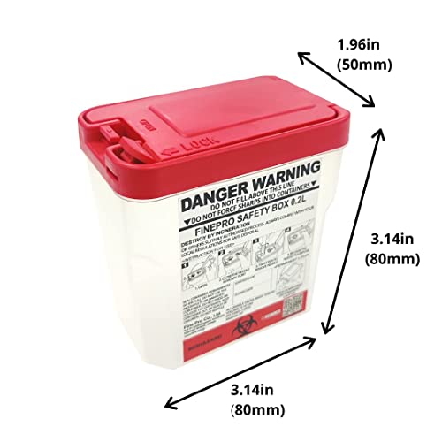 0.2L Size Portable Pen-Needle Disposal Container [Pack of 3] Diabetes Care (0.2L, Red+Clear, 3) - color: Red+Clear