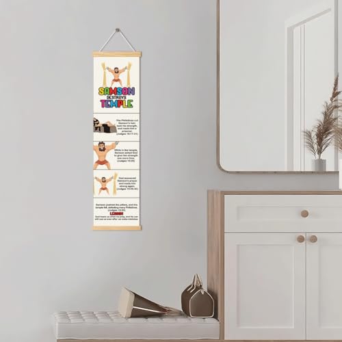 Samson Strength Banner, Church Banner, Christian Rustic Hanging Door Flag, Farmhouse Decorations Outdoor Indoor, Church Activity Decor, Bible Lesson, Scripture and Words Decorations - color: Style 22
