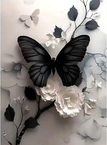 Butterfly Flower Stamped Cross Stitch Kits Flowers Cross Stitch Patterns,Dimensions Cross Stitch Kits Embroidery Kit Arts and Crafts for Beginners 15.7x11.8 inch - color: D010N