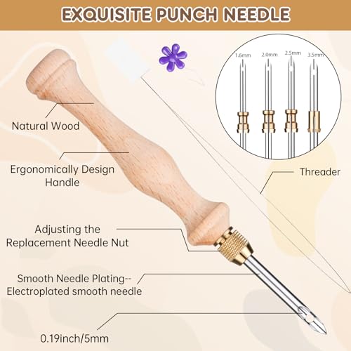 Punch Needle Tool with 5 Needles and Storage Box,Adjustable Needle Punch - color: Pink, size: 1 Set