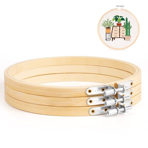 Caydo 3 Pieces Embroidery Hoop with Metal Screw Tool, 6 Inch - style: 6 INCH