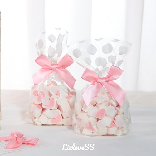 Pre-Tied Self Adhesive Pink Satin Ribbon Bows for Crafts 3" - color: Pink
