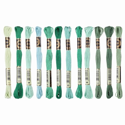 PATIKIL 12 Skeins Embroidery Floss Polyester Embroidery Threads Hand Green - color: Green
