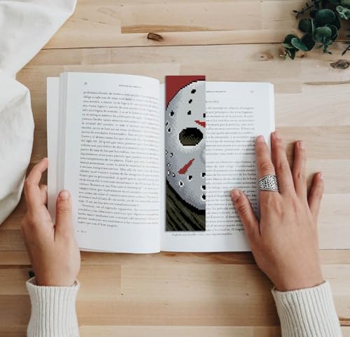 NEGEKFKX 6 Pcs Horror Cross Stitch Bookmark Kit for Adult Beginners - color: Cross stitch bookmark-1