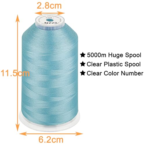 New brothread Huge Spool Embroidery Thread -Baby Blue Fits Janome Color - color: Baby Blue-N228