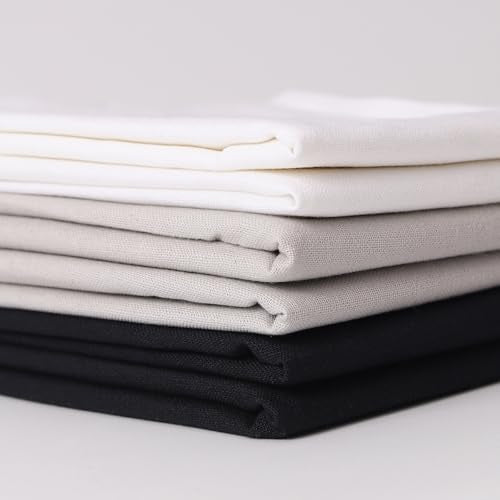 6 Pcs 18 x 21 Inches Cotton Fabric Precut Quilting Fabric Bundles Solid Colors Quilt Material for DIY Craft Sewing Embroidery (Grey White Black) - color: Grey White Black