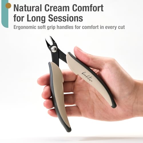 Beaditive Micro Wire Cutter – Natural Cream Flush Cutter for Beading, Jewelry Making & Crafting – Precision 5” High Carbon Steel with Ergonomic TPR Grip