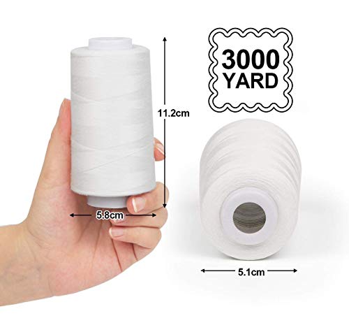 ilauke 4 x 3000 Yards Serger Thread, White 40S/2 Thread - color: White