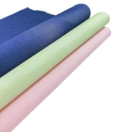KCS 3 pc of 15" x 18"(38cmx45cm) 18 Count Cross Stitch Cotton Aida Cloth Needlework Rolled Fabric Box,18CT,Royal Blue+Light Green+Pink - color: Royal Blue+light Green+pink, size: 18CT