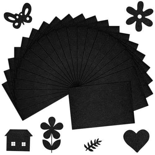 20 Pcs Black Felt Fabric Sheet 8" x 12" Assorted Color Felt Fabric Sheets for Crafts DIY Handcraft Sewing Squares Patchwork Nonwoven - color: Black