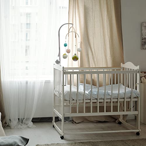 Nursery Wooden Frame DIY Handmade Kit Crib Mobile Wind Chime Bed Wood Mobile Hanger Wooden Frame Ornaments Handmade Kit, Round