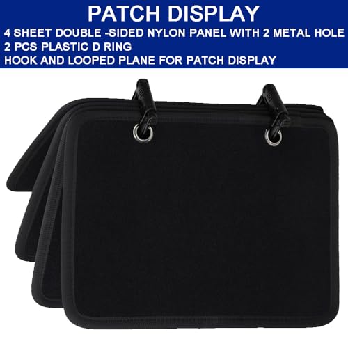 7.1" x 10.6" Tactical Patch Binder, Hook and Loop Patch Collection Book, 4-Page Portable Patches Display Album with Ring Binder Design, for Morale,Military,Flag,Funny Meme Badges Storage - size: 7.1x10.6 inch
