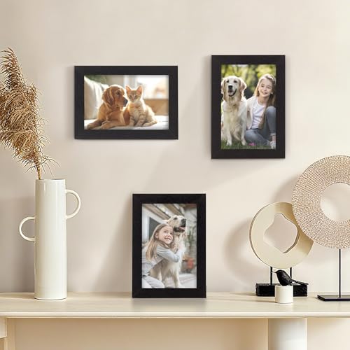 TOFOREVO 4x6 Picture Frames Set of 2, Black - color: Black Wood Grain, size: 4x6