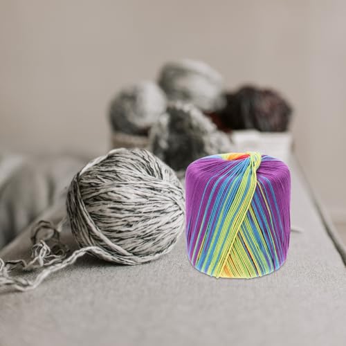 HEALLILY Gradient Rainbow Cotton Yarn 1 Roll 133M Soft Color-Changing Crochet Thread for DIY Knitting Projects Including Scarves Hats Shawls Sweaters Blankets Handcraft Supplies