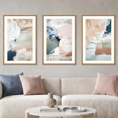 Large Abstract Brush Strokes Framed Canvas Wall Art-16"x24"x3 - color: Abstract Brush Stroke Wall Art, size: 16"L x 24"W