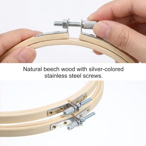 2PCS 8 Inch Embroidery Hoop Frame Set, Wood Embroidery Hoops 8 Inch, Round Circle Cross Stitch Hoop Ring for Embroideries Art Craft Sewing and Hanging Decoration