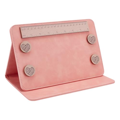 1Pc Folding Knitting Pattern Holder Light Orange Knitting Chart Holder Foldable Sewing Chart Keeper Adjustable Pattern Display Board with Ruler for DIY Craft Pattern Reading Cross Stitch - color: Light Orange