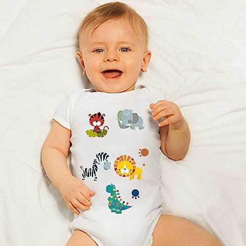 Baby Iron on Patches Cute Heat Transfer Stickers Lion Dinosaurs Giraffe Tiger Snake Cartoon Animal Appliques for Kids Boys Girls Clothes T-Shirt Swimsuit Jeans Washable DIY 3 Sheets - color: Dinosaur-1