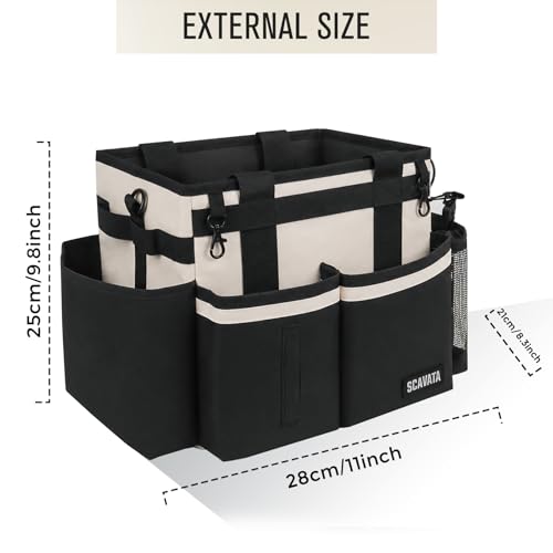 SCAVATA Compact Wearable Cleaning Caddy with Handle & Shoulder Straps - color: CreamWhite