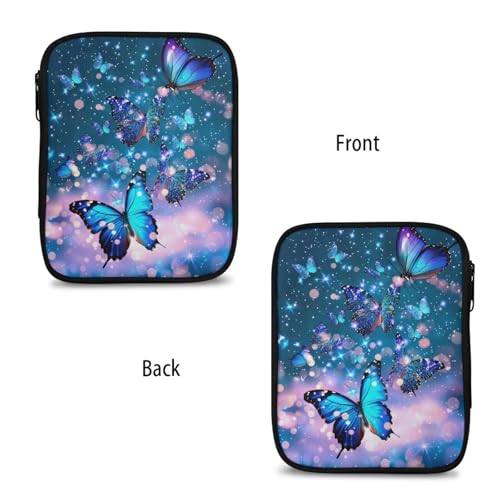 Kathyboom Galaxy Butterfly Large Crochet Hook Case, Organizer Zipper Bag with Web Pockets for Various Crochet Needles and Knitting Accessories,Easy to Carry - color: Galaxy Butterfly