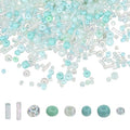 MECCANIXITY 5000 Pcs Mixed Glass Seed Beads, 1.5-6mm Mini Loose Glass Bugle Spacer Bead Embroidery Beads for DIY Craft Projects Earrings Necklaces Bracelets Jewelry Making, Mint Green - color: Mint Green