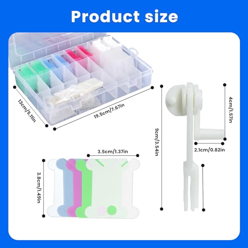 100 Pcs Embroidery Floss Bobbins, Cross Stitch Thread Storage Set, Embroidery Floss Organizer with Bobbin Winder, Thread Organizer Box for DIY Craft Sewing Needlework Storage