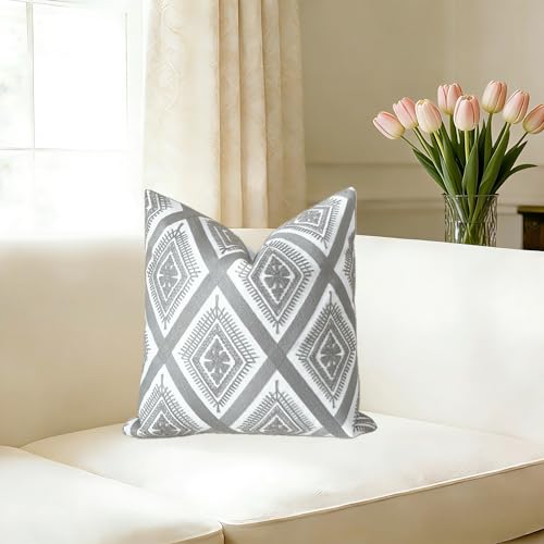 Slow Cow Embroidered Throw Pillow Cover 18 x 18 Inch Grey - color: Grey Eyes, size: 18" x 18" (Pack of 1)