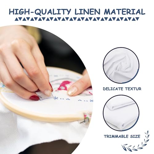 12pcs White Cotton Fabric Squares, Embroidery Fabric Squares, Solid Color Embroidery Cloth for DIY Crafts