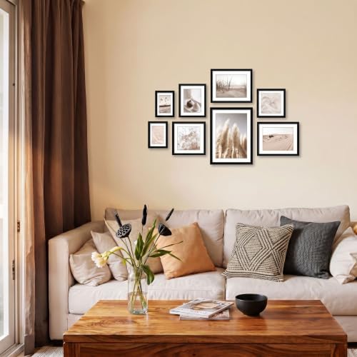 ArtbyHannah Gallery Wall Frame Set, 8 Pack Black Picture Frames, Large - color: Black, size: Large