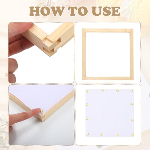 Threehoney 50 Pcs Needlepoint Stretcher Bars Kit 8 Wooden Stretcher Bars, 40 Thumb Tacks and White Cloth Multi Size Embroidery Frame DIY Needlework Craft for Cross Stitch Art Accessories - size: 2 Sizes
