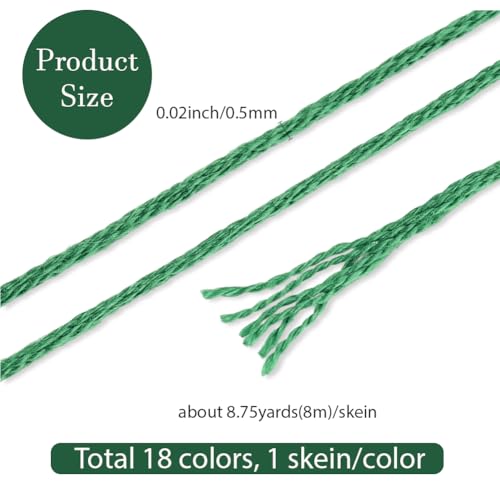 18 Skeins 6 Strands Green Cross Stitch Thread Variegated Gradient Embroidery Floss Polyester Friendship Bracelet String Yarn Threads Bulk for Hand Sewing Bracelets Needlecraft DIY Stitching - color: Dark Green