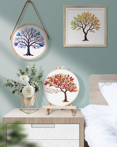 TINDTOP Embroidery Kit for Adult, 3 Pack Embroidery DIY Starter Kit - color: Color Tree