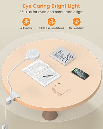 Glocusent 5W Clip on Light, 3 Colors & 5 Brightness Reading Light for Bed - color: White