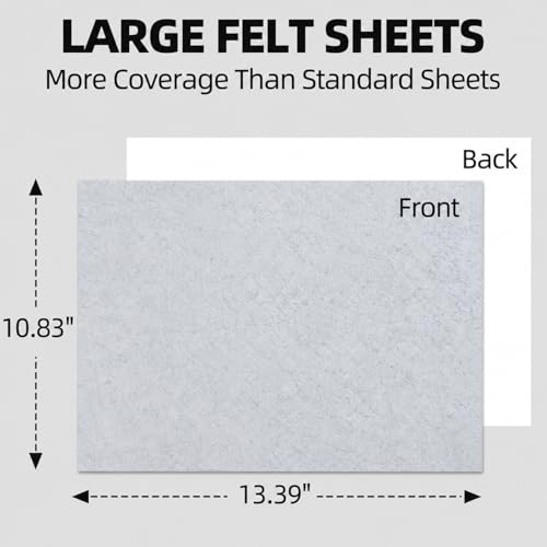 Self Adhesive Felt Sheets, 6PCS 13.4"x10.8" Light Grey - color: Light Grey